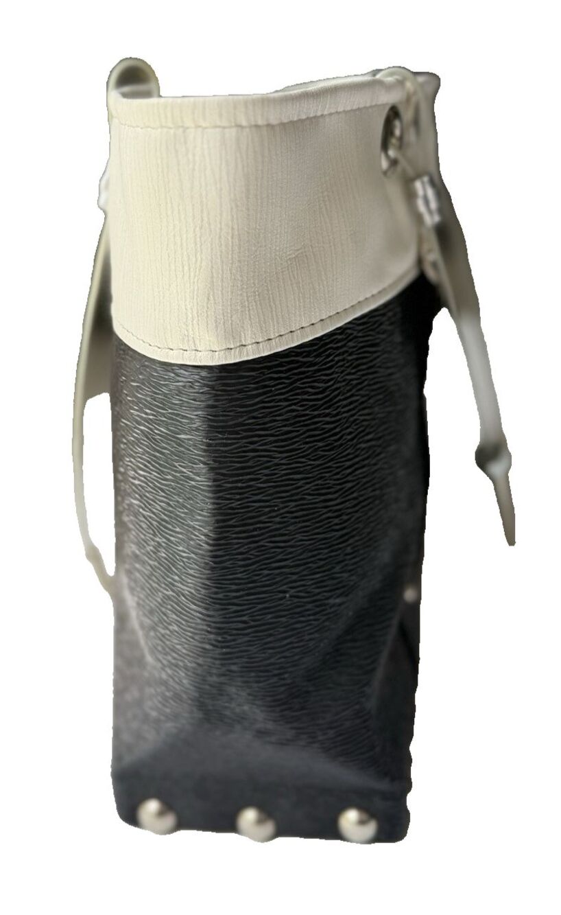 Hardwear by Renee Black White Vegan Leather Studded Tote Bag Handmade in USA - Picture 7 of 10